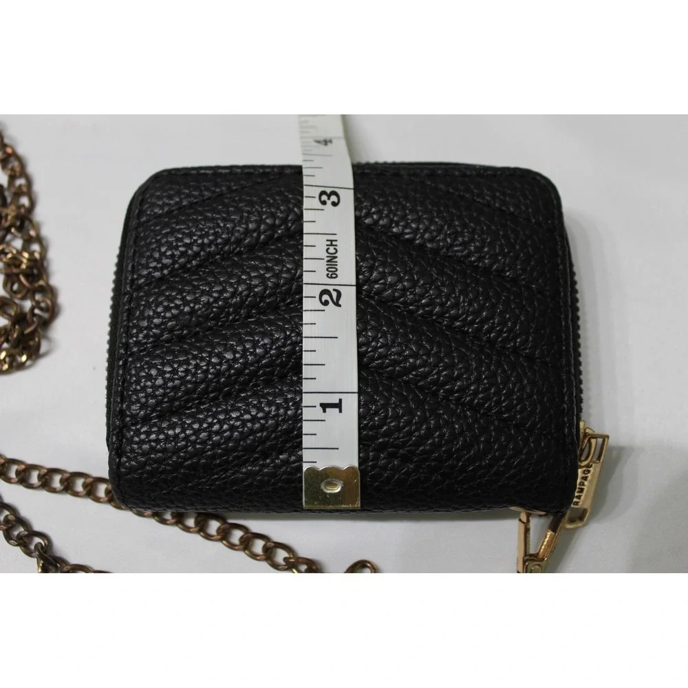 Rampage Black Quilted Chevron Zip Around Wallet with Detachable Chain Strap‎ Y2K